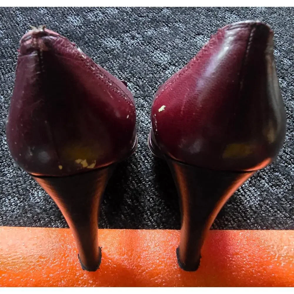 Vintage 70s 80s Smyth Bros Oxblood Wingtip Heeled Oxfords Brogue Pumps